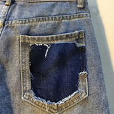 Women's High Waist Ripped Denim Shorts – Vintage Slim Straight Summer Jeans with Diamond Beads - Himpall